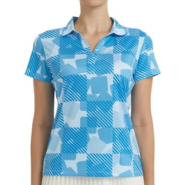 SPORTY BUFF Womens Golf Shirt - Performance Moisture Wicking Quick-Dry Golf Polo Shirts for Women (L, Ice Cold)