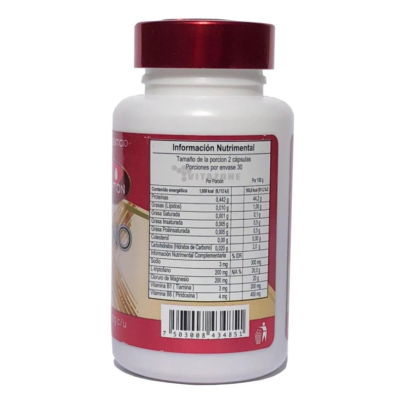 L-triptofano 60 Cáps De 500 Mg Keep Natural Sabor Sin