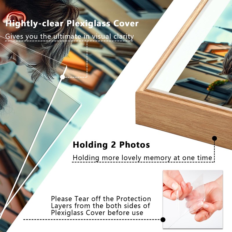 Epecfan Double Picture Frame 5x7 Vertical and Horizontal Hinged Picture