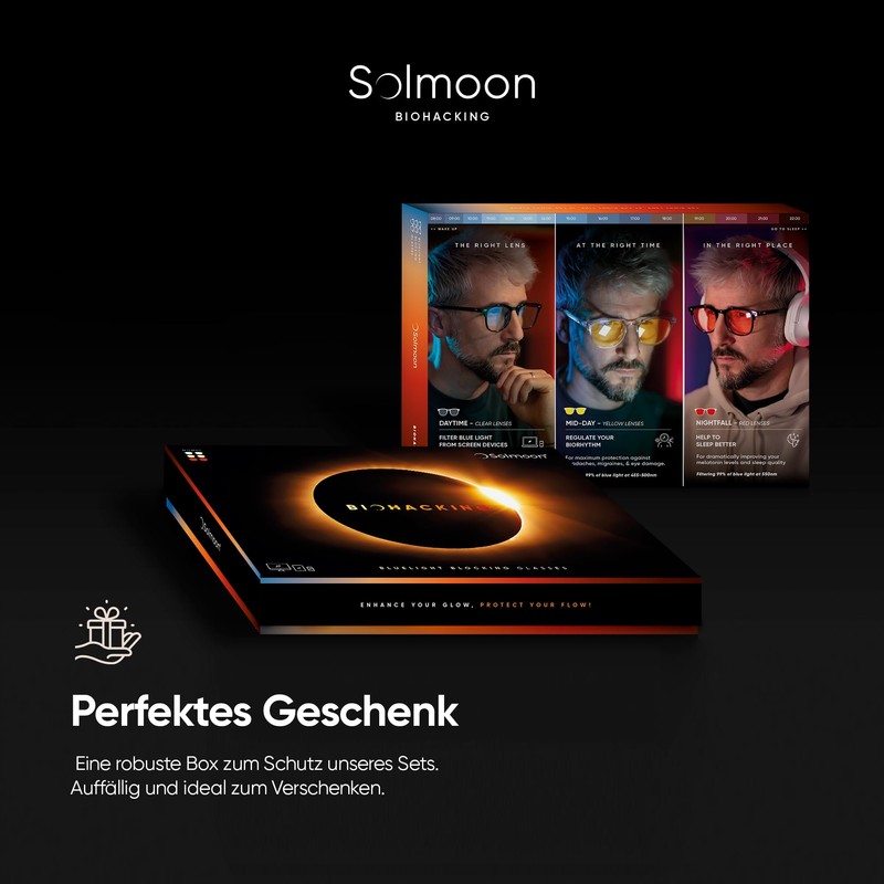 Solmoon Biohacking Brille - Blaulichtfilter Brille - Blaulichtfilter Brille Herren