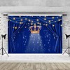 Blue and Gold Happy Birthday Backdrop for Photoshoot Crown Boy