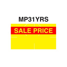 Red Reverse Print on Yellow"SALE PRICE" Pricing Labels to fit Monarch 1131 Pricers. 8 Rolls with 1 Free Ink Roller.