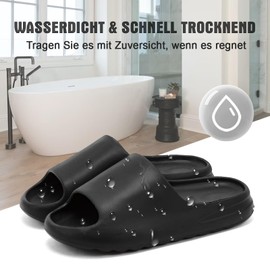 Rumkok Men's Women's Slippers, Original Bathing Shoes, Cosy Slides, Soft, Non-Slip, Summer Slippers, Men and Women, Home Slides, Pillow Cloud Slippers, black