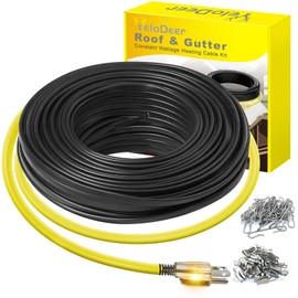 105 FT Heat Tape for Roof and Gutters, YeloDeer Gutter Heater Cable Heat Trace Cable for Snow De-Icing Ice Dam & Pipe Freeze Protection 7W/FT 120V