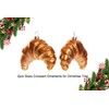 2 Count Hand Blown Glass Croissant Bread Christmas Ornaments for