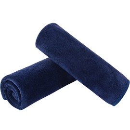 SINLAND Microfiber Facial Cloths Fast Drying Washcloth 12inch x 12inch (Pack of 2, Navy Blue)