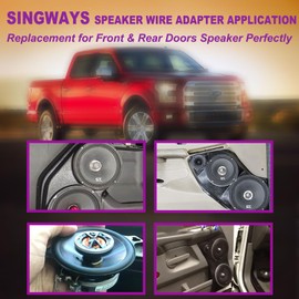 SINGWAYS 72-5512 Speaker Harness, Car Speaker Wiring Connector Compatible with Ford F-150 F-350 for Ranger 1995-1997 Mustang 1994-2004 Ranger Mercury Sable 1990-1999, Lincoln Town 1990-2002 - 4 PCS