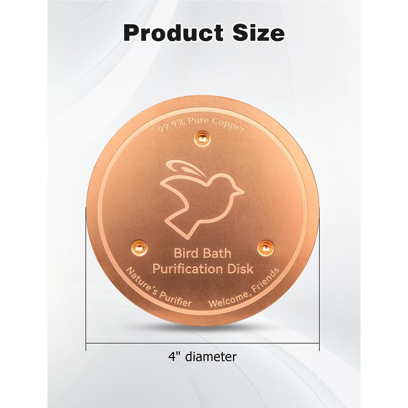 Mellbree Copper Bird Bath Cleaner Disk, 0.6mm Thick 99.9% Pure