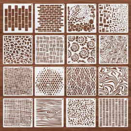 16PCS Stencils for Crafts Reusable, Airbrush Stencils and Art Stencils, Painting Stencils Texture Stencils and Stencil Stuff for DIY Crafting, Wood, Wall, Furniture, Canvas and Home Decor