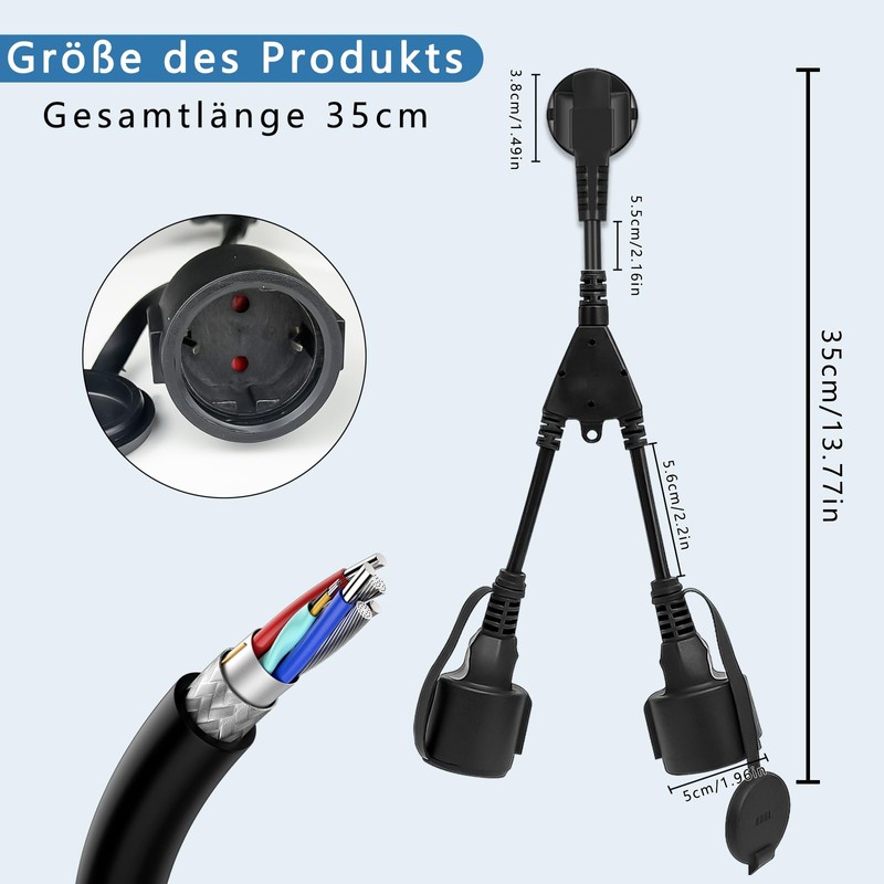 Double Plug for Socket, Waterproof IP44 Double Socket Outdoor, Double