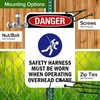Danger Safety Harness Must Be Worn When Operating Overhead Crane