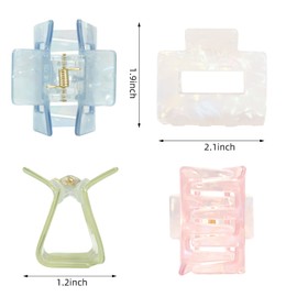 TEBIEKOY 4Pcs Hair Clips for Women 2” Small Marble Claw Clips for Thick Thin Hair Nonslip Strong Hold Acrylic Jaw Clip Cute Accessories