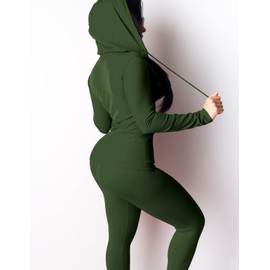 Mrskoala Two Piece Outfits for Women Jogger Sets Workout Sweat Suits Tracksuit Pants Set Darkgreen L
