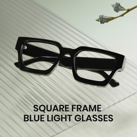 Cyxus Nerd Glasses Without Prescription Blue Light Filter Glasses Men Women Square Fashion Retro Glasses Frame Style for PC TV Tablet Unisex 8143, 01black