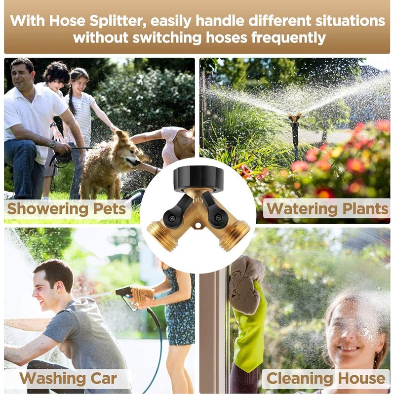 IPOW Brass Heavy Duty 2 Way Y Valve Garden Hose