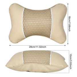 Tolenre Car Headrest PU Leather Comfortable Car Neck Pillow 28 x 18 cm Car Seat Head Neck Support Cushion Breathable Car Cushion Leather Anti Fatigue Cushion Shock Absorption Car Accessories (Beige)