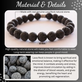 Cool Gifts for Teen Boys 14 16 18 Trending 8mm Lava Rock Reiki Natural Healing Gemstones Bracelets for Mens Jewelry for Teens Christmas Gifts Husband Best Friend Son Brother Graduation Gifts for Him