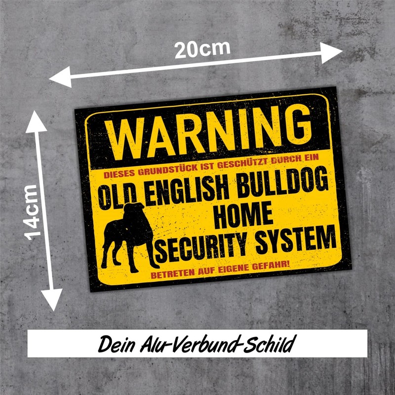 Old English Bulldog OEB Warning Security System Door Sign Dog