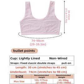 2 Pack Girls Bra Crop Tops White Sports Bra Training for Older Girls First Bralettes Teen Kids Cotton Starter Age 8-14 School Bras in The Next Size up Larger Sizes Bralettes (White+Pink)
