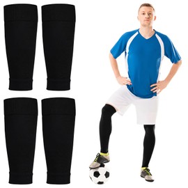 2 Pairs Football Sock Sleeves, Edge Grip Socks Football Stretch Shin Defender, Shin Guard Sleeves Shin Pad Sleeves for Football Running or Training Beginners