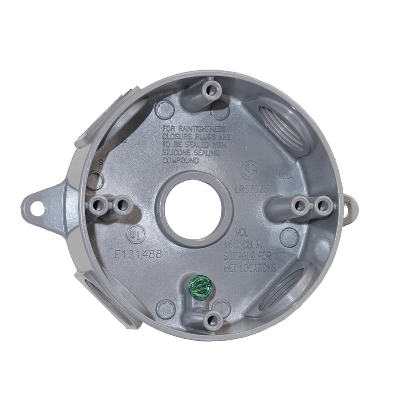 SIGMA ENGINEERED SOLUTIONS 143854 Round Metal Electrical Outlet Box, Weatherproof,