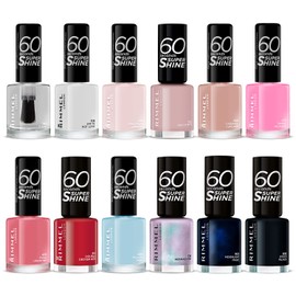 Rimmel RIMMEL LONDON - 60 Seconds Super Shine Nail Polish Set - Super Glossy, Ultra Shiny Finish - Precise One Stroke Application - Up To 10 Days Wear - High Impact Colour - 12 Assorted Shades