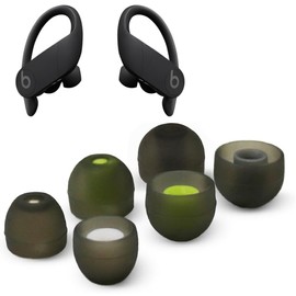 Replacement Silicone Earbud Tips for Powerbeats Pro Headphones, 3 Pairs (6pcs), Black, Small, Medium, Large