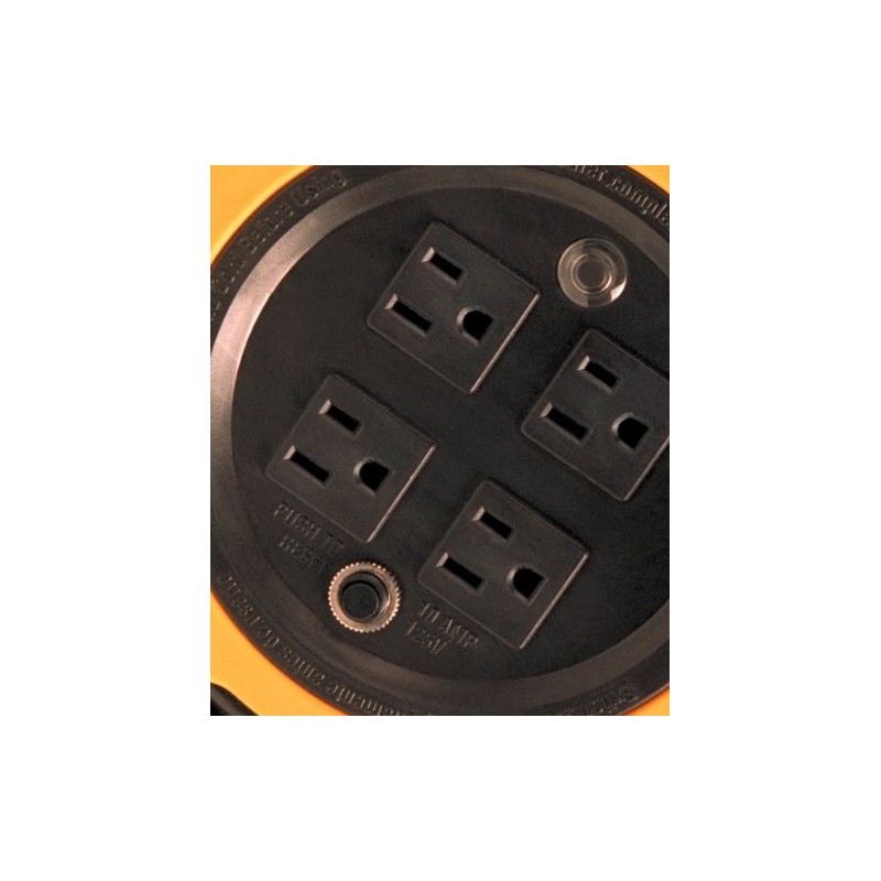 Woods 2801 Extension Reel with Four 3-Prong Power Outlets; Heavy