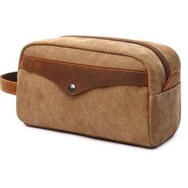 RC ROCKCOW Canvas Toiletry Bag for Men, Travel Toiletry Organizer Dopp Kit Bag Makeup Pouch Storage - Color: Coffee