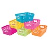 Neon Tall Plastic Storage Baskets with Handles - Set of