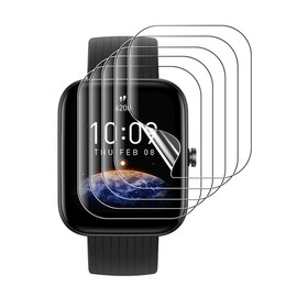 SRSRROP Pack of 5 Screen Protectors for Ama zfit Bip 3 / Ama Zfit Bip 3 Pro (1.69 inches), Flexible TPU Film, Anti-Scratch HD Clear Screen Protector, Self-Healing