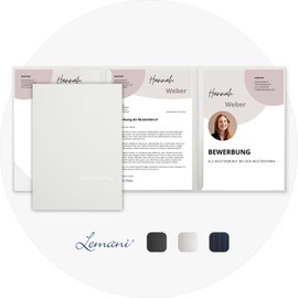 'Pack of 5 3-Part Job Application Folders Pack Lemani Image in Beige with 2 Slide Binders/1 A Premium Quality with High-Quality Embossed Text "Bewerbung"/Direct from the Manufacturer Stratag/Design by Mario Lemani "