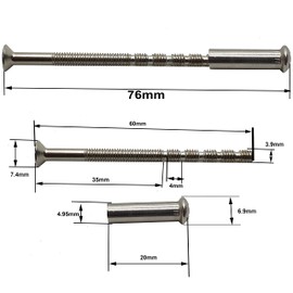 M4 Door Handle Screws with Connecting Sleeve Male to Female for Door Handle, Knobs Escutcheons and Others (Chrome) Pack of 16