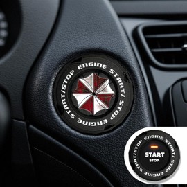 EPOCHHIKE Rotary Push Start Button Cover, Engine Start Stop Button Cover, Motorcycle Ignition Key Switch Cover, Start Stop Button Cover Decoration DIY Car Motorcycle Interior Decor (Umbrella-Black)