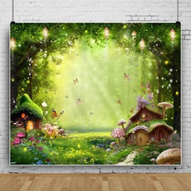 ChloropLastid Fantasy Enchanted Forest Backdrop Spring Fairy Tale Wonderland Mushroom Woodland Background for Photography Baby Birthday Shower Party Decoration Banner Photo Studio Props 10x8ft