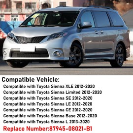 Compatible with 2012-2020 Toyota Sienna Left Driver Side Mirror Cap Cover, Gray Side Door Rearview Mirror Cover Replacement Without Turn Signal Light for Sienna Replaces for 87945-08021-B1