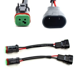 iJDMTOY (2) Heavy Duty Wirings Fog Light Converter Adapters From H10 9145 9006 To Deutsch DT DTP Connectors, Compatible With Cubic LED Pod Lights, LED Light Bar, LED Work Lamps, etc