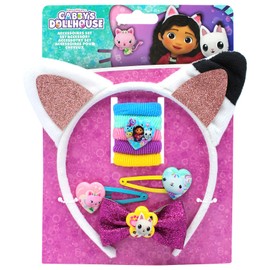 Joytoy Gabby's Dollhouse - Set di gioielli per capelli con orecchie di gatto, 5 fasce per capelli e 3 clip per capelli, 16,5 x 2 x 20,5 cm