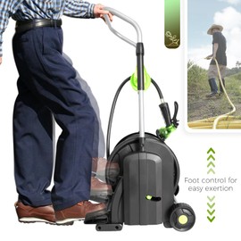 YESTAR Pedal Hose Reel Cart with 82 ft of 1/2" Hose, Portable Water Hose Reel with Wheels, Garden Mobile Tools for Outside, Garden, Yard, Lawn