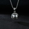 CEKAMA 925 Sterling Silver Basketball Necklace for Men Matte Texture