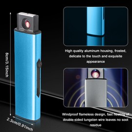 4 Stück Sturmfeuerzeug Elektronisches Feuerzeug, USB Feuerzeuge Lichtbogen-Feuerzeug doppelseitige Zündung Wiederaufladbar für Küche, Grill, Camping(Rot + Schwarz + Blau + Silber)