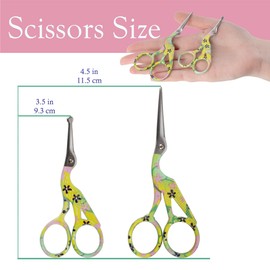 Stork Bird Rounded Safety Tip Embroidery Craft Stainless Steel Crane Scissors - Yellow - 20 Pairs