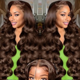 26 Inch Wear And Go Glueless Wigs Human Hair Pre Plucked Pre Cut 200% Density Brown Lace Front Wigs 9x6 Chocolate Brown Human Hair Wig For Women Bye Bye Knots Brown Body Wave Wigs Glueless Wear And Go