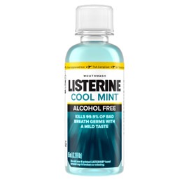 Listerine Zero Alcohol Mouthwash, Less Intense Alcohol-Free Oral Care Formula for Bad Breath, Cool Mint Flavor, 3.2 fl. oz(Pack of 1)