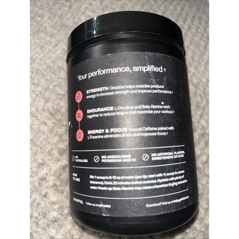 Gainful Caffeine-Free Pre-Workout (Exp 02/27) 20 Servings, Strawberry Lemonade