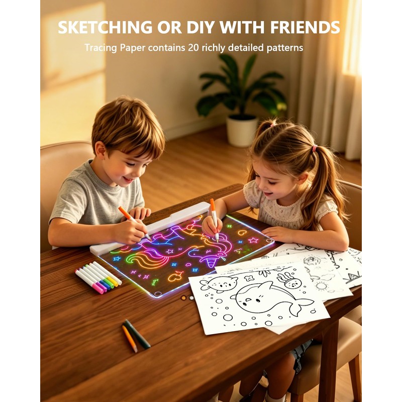 JoyRapt LED Drawing Board for Kids, Gift for Girls Age