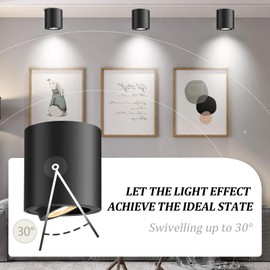 GeyouLux 4 x LED Surface-Mounted Spotlights, Dimmable, Diameter 80 x 84 mm, White, Surface-Mounted Spotlight, Including 5 W 580 LM LED Module, 3000 K/4000 K/6500 K, Surface-Mounted 230 V, 30°