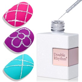 Double Rhythm 15 Ml Metallic Gel Liner Nail Art Gel Bronze Mirror Chrome Painted Drawing Stripper 3D Effect Gel Polish (Line Art Gel-Silver)