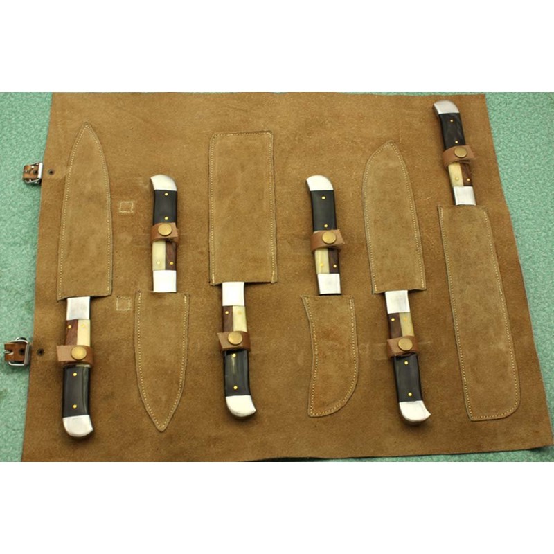 7 Pieces Damascus Steel Kitchen Knife Set, Custom Made Hand