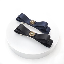 (2 types) Burnaby vintage pendant point ribbon hairpin color / (2종) 버나비 빈티지 팬던트 포인트 리본 헤어핀 컬러